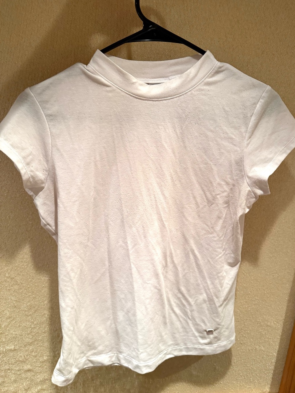 Gymshark High Neck White Short-Sleeve Women's Athletic Tee, size M